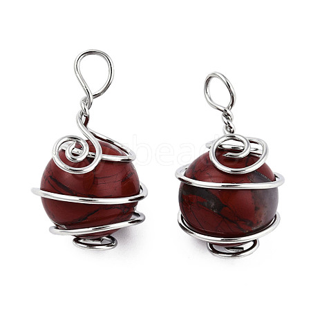 Natural Red Jasper Pendants G-N333-013E-1