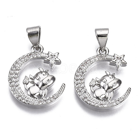 Brass Micro Pave Cubic Zirconia Pendants ZIRC-T013-09P-NF-1