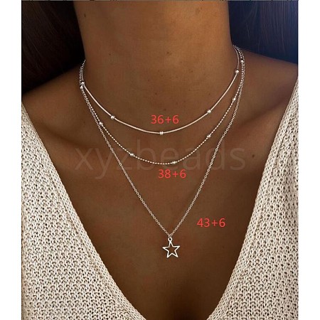 Alloy Pendant Layered Chain Necklaces for Women WGC39CD-09-1