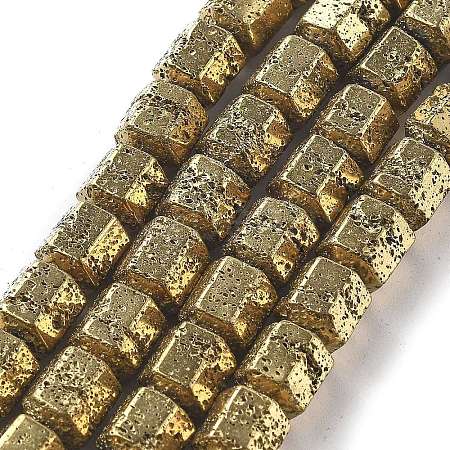 Electroplated Natural Lava Rock Beads Strands G-A251-A01-01C-1