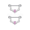 304 Stainless Steel Pink Cubic Zirconia Nipple Rings WGE5BE3-10-1