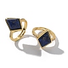 Rhombus Natural Lapis Lazuli Finger Rings RJEW-B113-01G-02-4