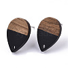 Resin & Walnut Wood Stud Earring Findings MAK-N032-002A-B01-2