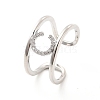 Clear Cubic Zirconia Initial Letter Open Cuff Ring RJEW-A012-01P-C-2