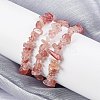 Unisex Chip Natural Strawberry Quartz Beaded Stretch Bracelets BJEW-S143-40-5