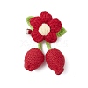 Handmade Crochet Cotton Flower Ornaments Pendant Brooches with Iron Brooch Base Settings for Women JEWB-BR00180-01-2