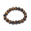 Natural Tiger Eye Bead Stretch Bracelets X-BJEW-K212-A-028-2