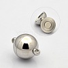 Tarnish Resistant Round 304 Stainless Steel Magnetic Clasps with Loops STAS-N014-01-16mm-2