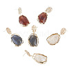 3 Piars 3 Colors Oval with Flat Round Alloy Resin Dangle Stud Earrings EJEW-TA0001-84-3
