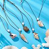 5Pcs 5 Styles Summer Beach Natural Cultured Freshwater Pearl & Natural Shell Pendant Necklaces NJEW-JN05098-2