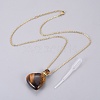 Natural Tiger Eye Openable Perfume Bottle Pendant Necklaces G-K295-A05-G-1