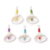 5Pcs 5 Colors Natural Clam Shell Pendants PALLOY-JF03354-1