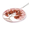 Wire Wrapped Chips Natural Rose Quartz & Red Agate Big Pendant Decorations HJEW-A005-02B-2