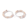 Natural Pearl Wire Wrapped Beaded Hoop Earrings for Women EJEW-JE04759-03-5