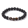 Natural Lava Rock & Mixed Gemstone Round Beaded Stretch Bracelets BJEW-JB09774-3