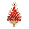 Christmas Tree Alloy Rhinestone Brooches for Backpack Clothes JEWB-M043-12KCG-02-1