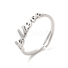 304 Stainless Steel Word Adjustable Ring RJEW-L107-026P-1