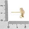 Brass Micro Pave Cubic Zirconia Stud Earring Findings with Loops CU-CBA1682-02G-3