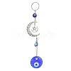 Flat Round with Evil Eye Handmade Lampwork Pendant Decorations HJEW-JM01243-1