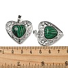 Synthetic Malachite Peach Love Heart Pendants G-G158-01T-3