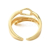 Oval Buckle Brass Double Layer Open Cuff Rings for Women RJEW-A046-04G-3