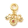 Brass Cubic Zirconia Boy & Flower & Girl European Dangle Charms KK-U048-22G-1