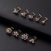 316L Surgical Stainless Steel Clear Cubic Zirconia L-Shaped Nose Rings WG135CD-01-1