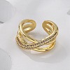 Brass Micro Pave Clear Cubic Zirconia Cuff Finger Rings RJEW-C120-16G-2