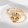 304 Stainless Steel Clover Open Cuff Rings for Women RJEW-A052-05G-2