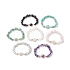 7Pcs 7 Style Natural & Synthetic Mixed Gemstone Square & Chips Beaded Stretch Bracelets Set for Women BJEW-JB09938-4