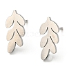 201 Stainless Steel Leaf Stud Earrings with 304 Stainless Steel Pin EJEW-H096-02P-1