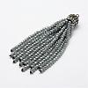 Electroplate Glass Bead Tassel Big Pendants EGLA-P023-14-1