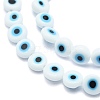 Handmade Evil Eye Lampwork Flat Round Bead Strands LAMP-L058-12mm-14-3