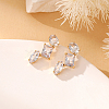 Elegant European Style Oval & Rectangle & Horse Eye Stainless Steel Cubic Zirconia Stud Earrings OM4960-1-1