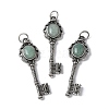 Key Brass Natural Green Aventurine Big Pendants KK-D361-01AS-14-1