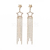 Brass Star with Tassel Dangle Chandelier Earrings EJEW-JE05202-1