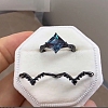 Rhombus Alloy Rhinestone Finger Ring Set for Women PW-WG51C17-01-3