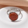 Half Round Natural Red Jasper Finger Rings X-RJEW-M062-01P-19-4