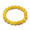 Natural Yellow Jade Bead Stretch Bracelets BJEW-K212-B-038-2