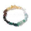 Chakra Natural Green Aventurine & Citrine & Tiger Eye & Obsidian & Quartz Crystal & Flower Amazonite & Topaz Jade Chip Beaded Stretch Bracelets BJEW-JB10777-03-1