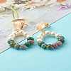 Natural Indian Agate with Glass Pearl Beads Dangle Stud Earrings X1-EJEW-TA00001-2