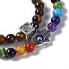 Two Loops Natural Tiger Eye & Natural/Synthetic Mixed Stone Beads Warp Stretch Bracelets BJEW-JB04223-04-2