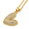 Brass Micro Pave Clear Cubic Zirconia Peach Heart Pendant Necklaces for Women NJEW-Q346-02G-02-1