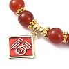 Natural Carnelian Round Beaded Bracelets BJEW-JB09846-02-3