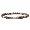 4mm Round Natural Indian Agate Beads Bracelet for Men X-KG3069-20-1