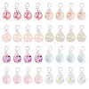 80Pcs 8 Colors Baking Paint Crackle Glass Pendants PALLOY-TAC0186-2