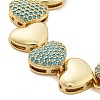 Rack Plating Brass Micro Pave Cubic Zirconia Heart Link Chain Bracelets for Women BJEW-B109-01G-03-2