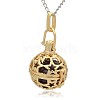 Golden Tone Brass Hollow Round Cage Pendants KK-J226-07G-2