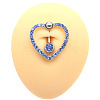 316L Surgical Stainless Steel Micro Pave Blue Cubic Zirconia Curved Barbell Belly Rings WG1E0EA-14-1