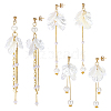 3 Pairs 304 Stainless Steel Flower Tassel Stud Earrings EJEW-PH01461-1